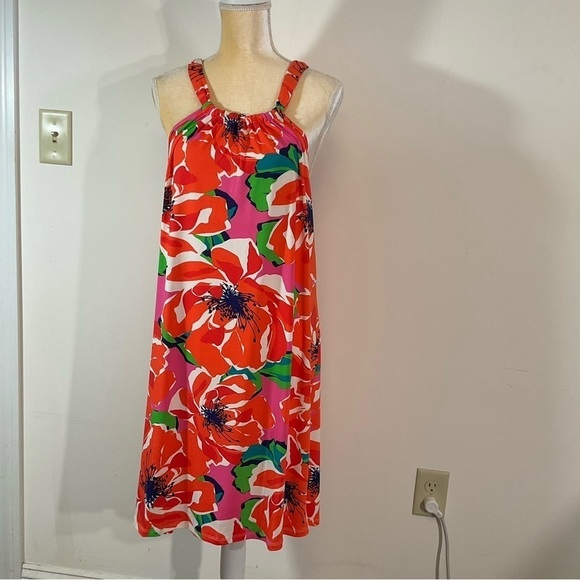 Trina Turk floral halter coverup dress, NWT, size L - Picture 1 of 10